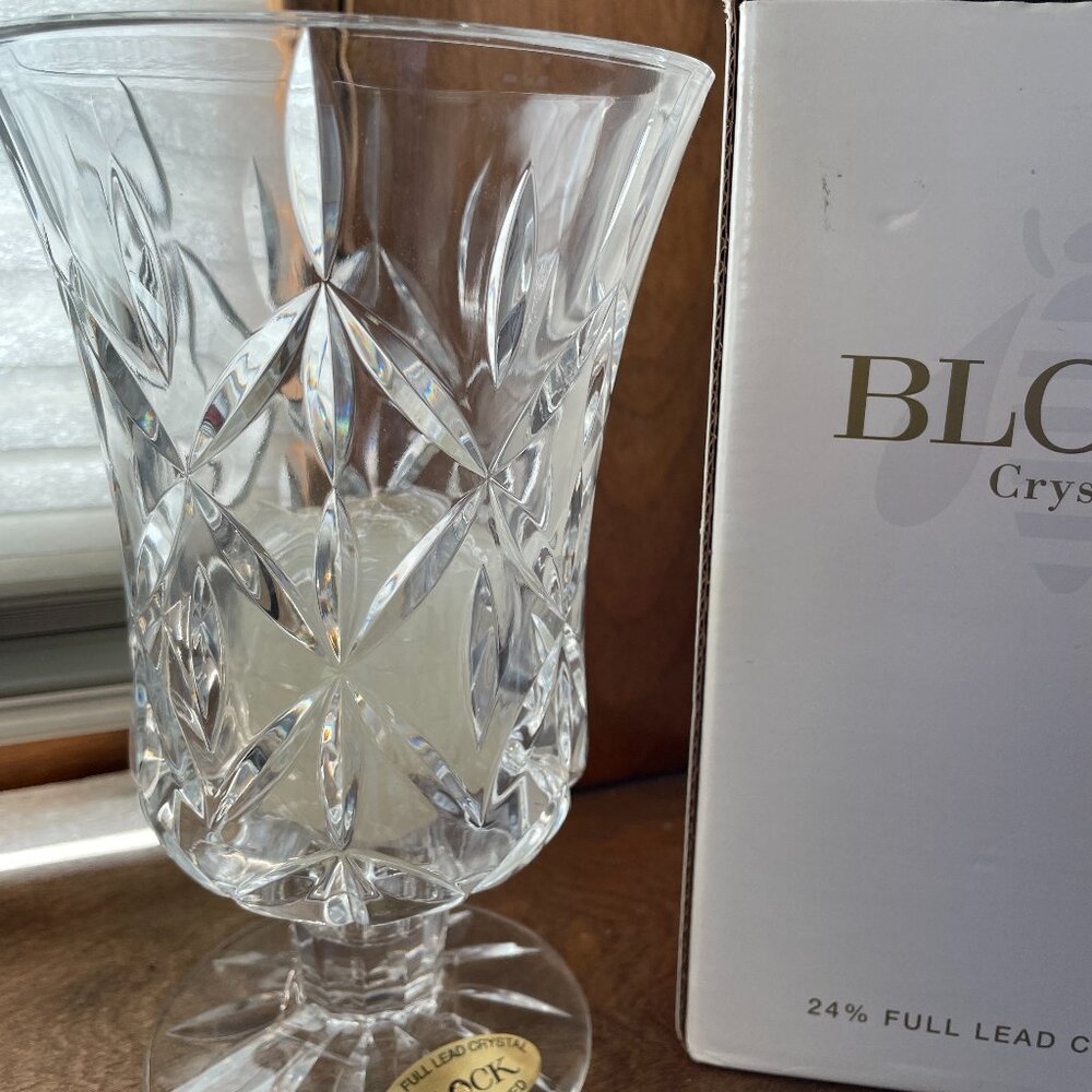 Vintage Crystal Vase & Votive still BRAND NEW w/box. 24% Full Lead Block Crystal - Picture 2 of 8